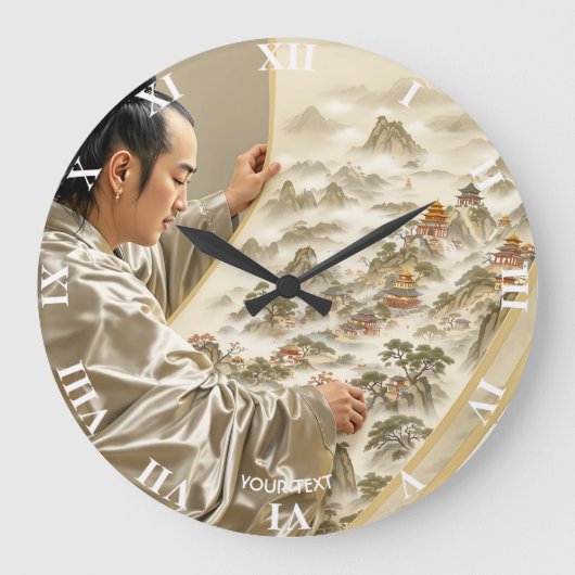 ファンタジー かわいい 日本画 風景 ラージ壁時計 (正面)