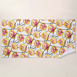 ファンタジー イエローローズ ブラック グランジ インクライン ビーチタオル