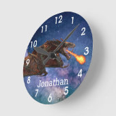 ファンタジー・ウィバーン・ファイア・ブリージング・ドラゴン・モノグラム   ラウンド壁時計 (傾斜)