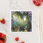 ファンタジー・ウッドランドの森の動物たちをテーマにした魔法の世界のパーティー スタンダードカクテルナプキン (インサイチュ)