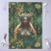 ファンタジー エメラルドの森の女王 デコパージュ 薄葉紙 (クラフト)