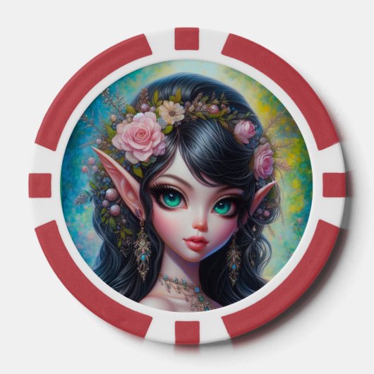 ファンタジー・エルフの女性 ポーカーチップ (正面)