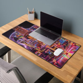 ファンタジー エレクトロ ネオン ガラス ギター デジタル アート デスクマット