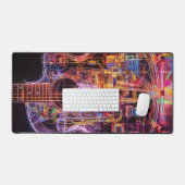 ファンタジー エレクトロ ネオン ガラス ギター デジタル アート デスクマット (キーボード&マウス)