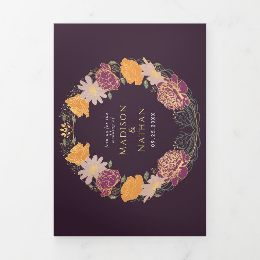 ファンタジー エンシャンテッド フローラルガーデンウェディング 三つ折り招待状 (カバー)