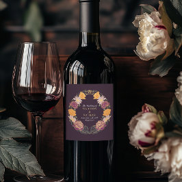 ファンタジー・エンチャンテッド・フラワーデザインのウェディング ワインラベル