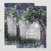 ファンタジー・エンチャンテッド・ラベンダー・ラブ・フォレスト・スウィート16 イン 招待状 (正面/裏面)