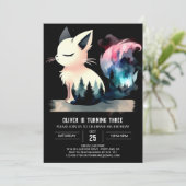 ファンタジー カスタム ネコの誕生日 招待状 (スタンド正面)