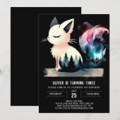 ファンタジー カスタム ネコの誕生日 招待状 (正面/裏面)