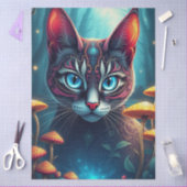 ファンタジー キノコの森 青い目の猫 ティッシュペーパー 薄葉紙 (クラフト)