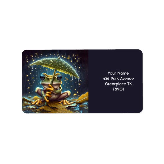 ファンタジー キュート アンブレラ フロッグ レイン ラベル (正面)