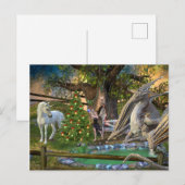 ファンタジー クリスマス 妖精 ユニコーン ドラゴン ポストカード (正面/裏面)