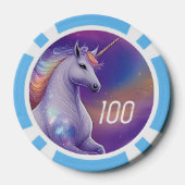 ファンタジー グリッター レインボー ユニコーン 宇宙雲 ポーカーチップ (裏面)