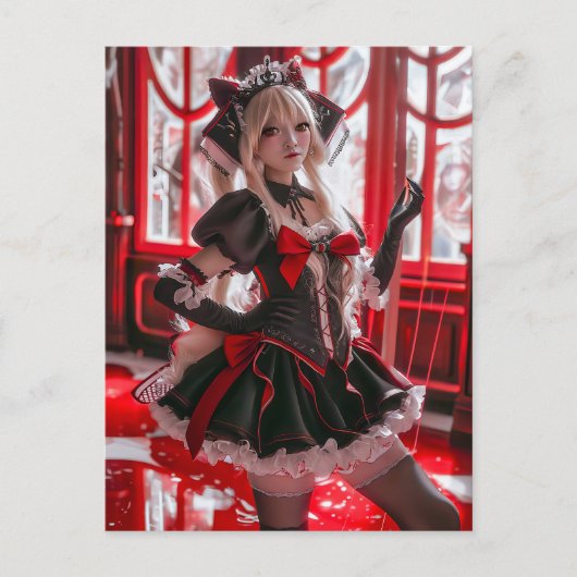ファンタジー ゴシックメイド かわいいスタイル ポストカード (正面)