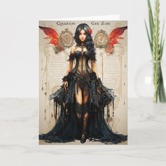 ファンタジー ゴシック ガール グリーティング カード (正面)