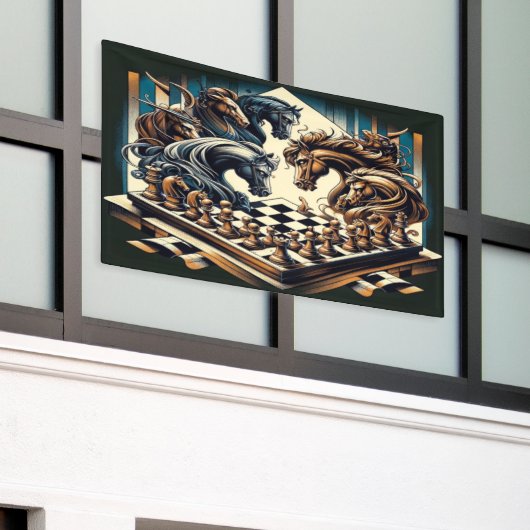 ファンタジー チェス バナー ナイト 戦略 ウォール アート 横断幕 (ビルの外側)