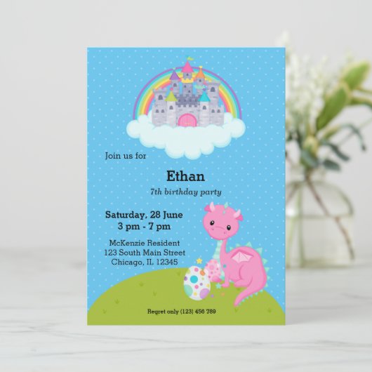 ファンタジー ドラゴン キッズパーティー 招待状 (スタンド正面)