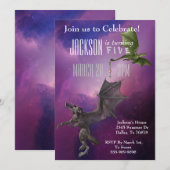 ファンタジー ドラゴン マジック スペース ギャラクシー 誕生日パーティー 招待状 (正面/裏面)