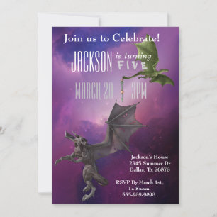 ファンタジー ドラゴン マジック スペース ギャラクシー 誕生日パーティー 招待状