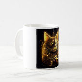 ファンタジー ネオンゴールド 猫 コーヒーマグカップ (正面左)