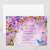 ファンタジー バタフライ フラワー スイート16 招待状 (正面/裏面)