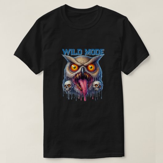 ファンタジー・フクロウのワイルドモード Tシャツ (デザイン正面)