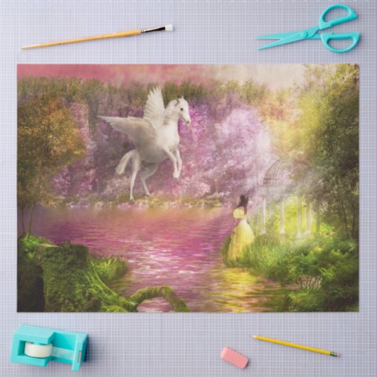 ファンタジー-ペガサス-魔法のかけられた庭 薄葉紙 (クラフト)