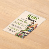 ファンタジー・マジカル・フェアリー・ハウス・ベイビーシャワー アクリル招待状 (レイダウン)