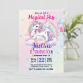 ファンタジー マジカル ユニコーン 誕生日パーティー 招待状 (スタンド正面)