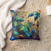 ファンタジー。リーフィーデザイン。ステンドガフェイクラス クッション (ブランケット)