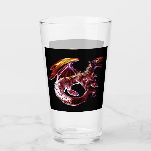 ファンタジー ルビーレッド ドラゴン 炎 神話の芸術 タンブラーグラス (正面)