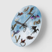 ファンタジー・ワイバーン・ドラゴン・ラバー ラウンド壁時計 (傾斜)