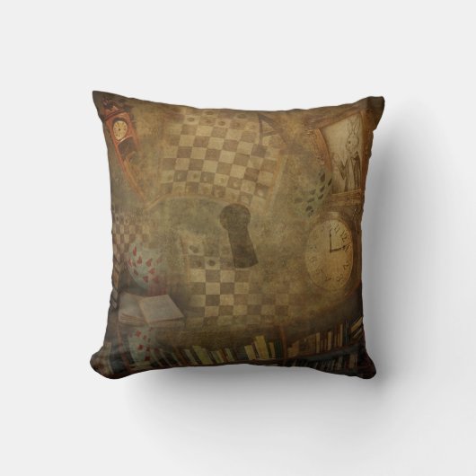 ファンタジー ヴィンテージ 不思議の国のアリス オフィス 寝室 クッション (正面)