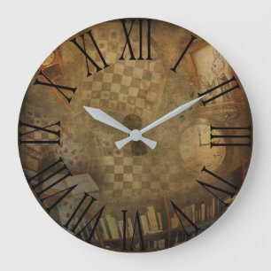 ファンタジー ヴィンテージ 不思議の国のアリス オフィス 寝室 ラージ壁時計