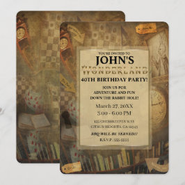 ファンタジー ヴィンテージ 不思議の国のアリス 誕生日パーティー 招待状