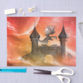 ファンタジー、城のドラゴン 薄葉紙 (クラフト)