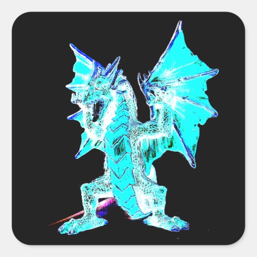 ファンタジー 水竜 伝説の生物 魔法 アート スクエアシール (正面)