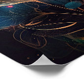 ファンタジー、花と美しいライオンAIアート ポスター (角)