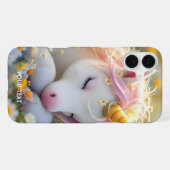 ファンタジー 赤ちゃん ユニコーン 花 iPhoneケース (裏面横)