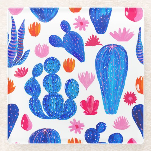 ファンタジーCacti:装飾シームレスパターン。 ガラスコースター (正面)