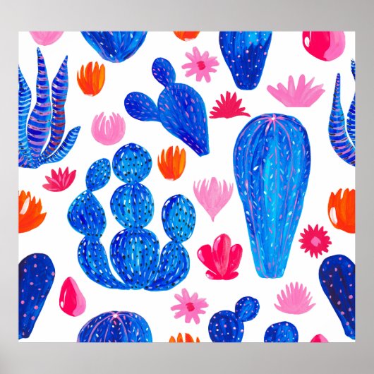 ファンタジーCacti：装飾シームレスパターン。 ポスター (正面)