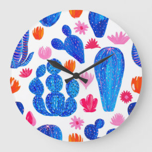 ファンタジーCacti：装飾シームレスパターン。 ラージ壁時計