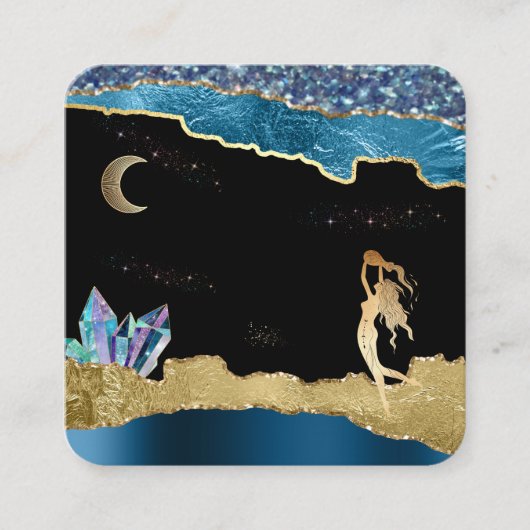 *～*ファンタジーCrystal Geonsm Cystal金ゴールドグリッター スクエア名刺 (正面)