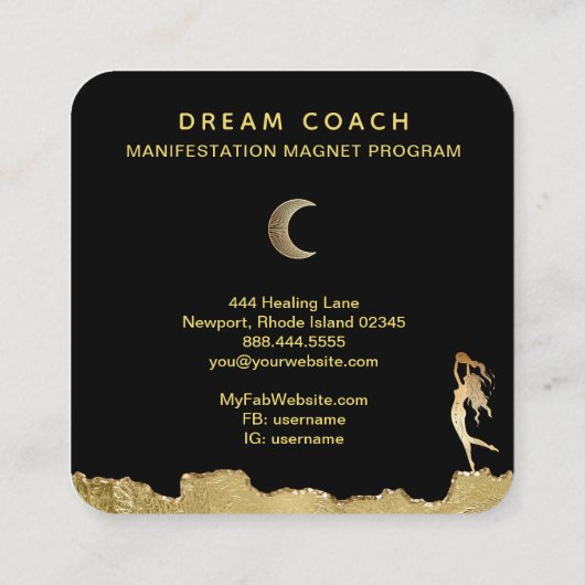 *～*ファンタジーCrystal Geonsm Cystal金ゴールドグリッター スクエア名刺 (裏面)