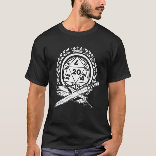 ファンタジーD20サイコロRpgロールゲーム遊マスタゲーム Tシャツ (正面)