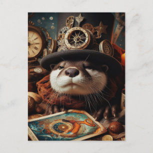 ファンタジーOtter Steampunkタロットカードリーダー ポストカード