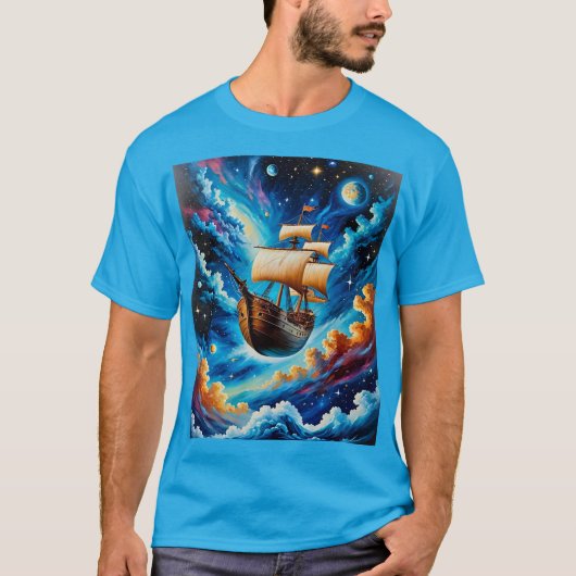 ファンタジーT型宇宙帆船 Tシャツ (正面)