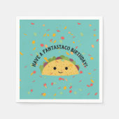 ファンタスタおもしろいコ誕生日とかわいいタコを持っている スタンダードカクテルナプキン (正面)