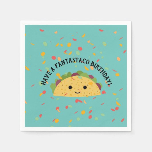 ファンタスタおもしろいコ誕生日とかわいいタコを持っている スタンダードカクテルナプキン (正面)