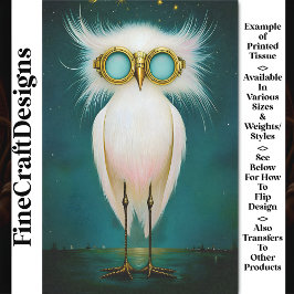 ファンタスティックふわふわのかわいい白い鳥BS8デコページ 薄葉紙